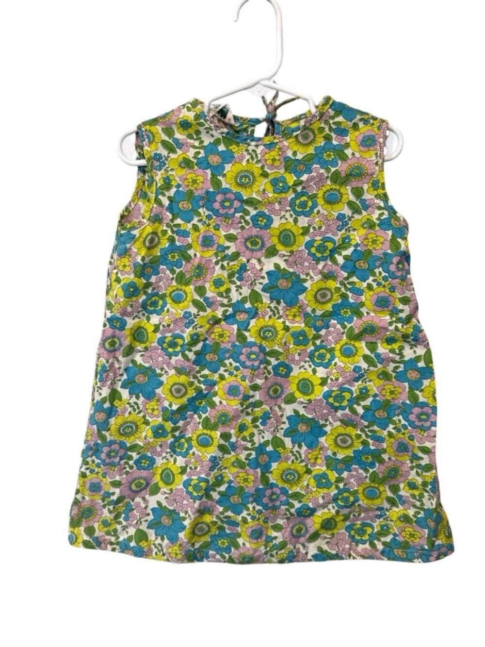 VINTAGE GIRLS DRESS~ 1950's Floral~ Summer Dress Sanforized Size 4  Green Purple